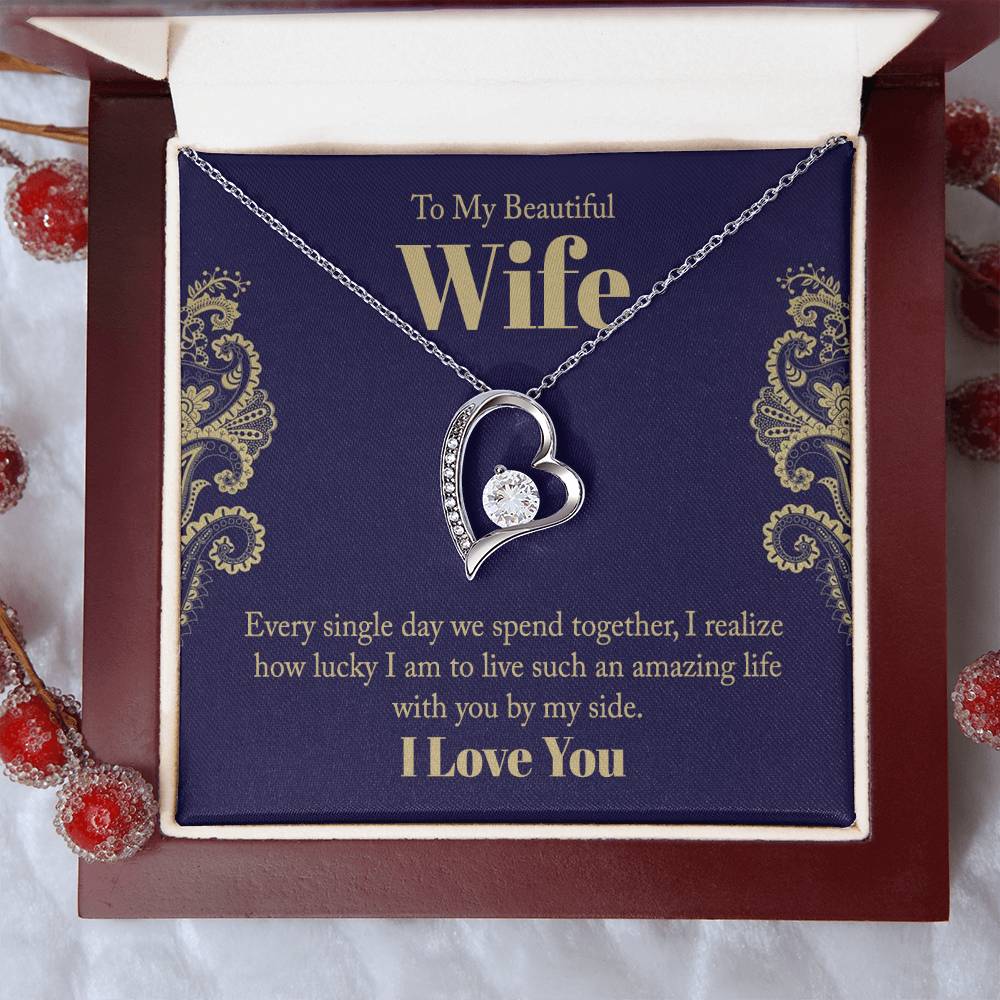 To My Beautiful Wife - Wedding Day Best Gift - Forever Love Necklace