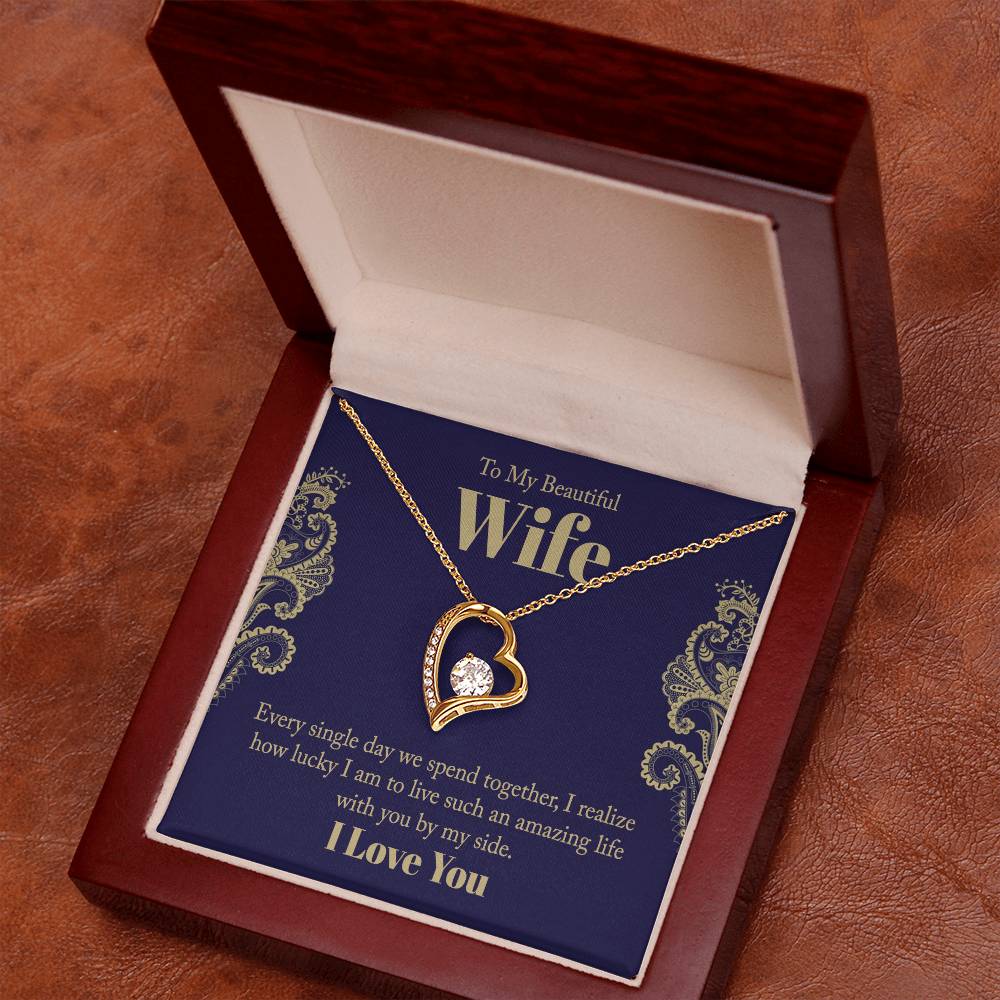 To My Beautiful Wife - Wedding Day Best Gift - Forever Love Necklace