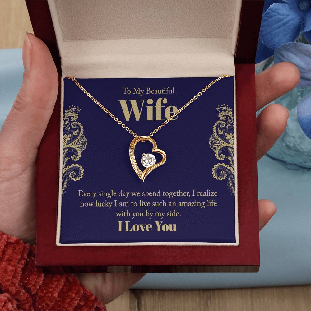 To My Beautiful Wife - Wedding Day Best Gift - Forever Love Necklace