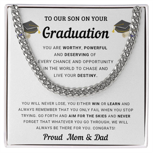 Perfect Graduation Gift - Congratulations - Cuban Link Chain