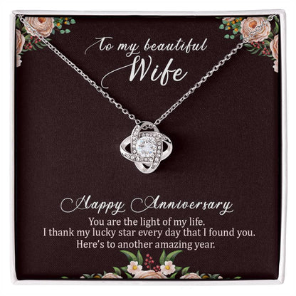 To My Beautiful Wife - Happy Anniversary Gift - Love Knot Necklace