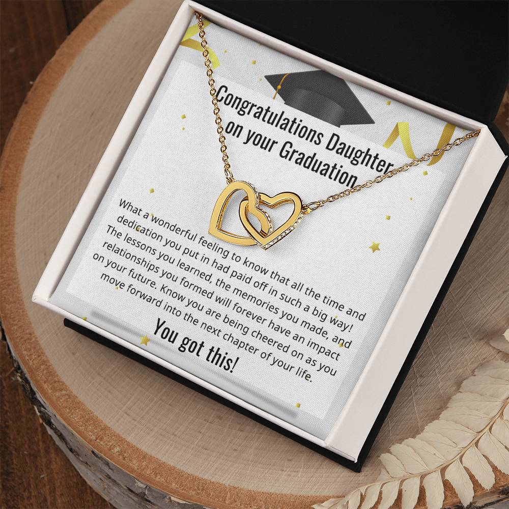 Perfect Graduation Gift - Congratulations - Interlocking Hearts Necklace