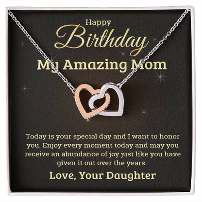 To My Amazing Mom - Best Birthday Gift For Mom - Interlocking Hearts Necklace