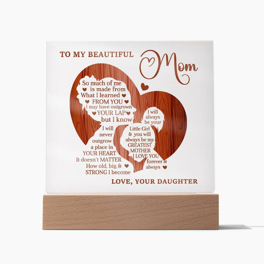 TO MY BEAUTIFUL MOM - HAPPY MOTHER'S DAY - ACRYLIC SQUARE PLAQUE