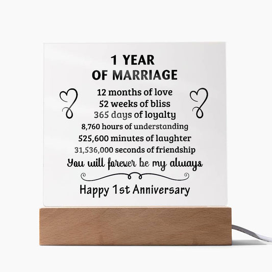 Best Anniversary Gift - Acrylic Square Plaque