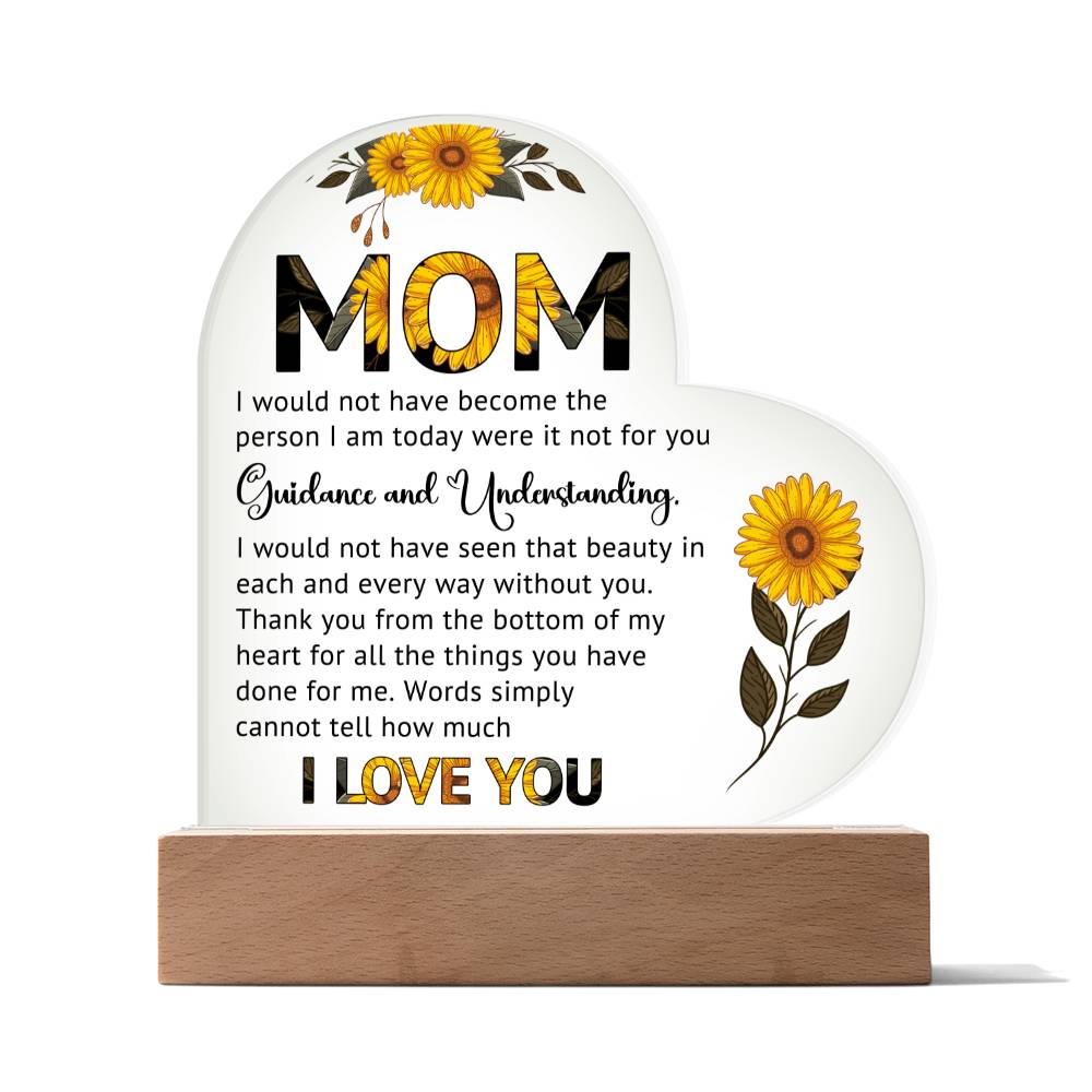 TO MY MOM - HAPPY MOTHER'S DAY - ACRYLIC HEART PLAQUE