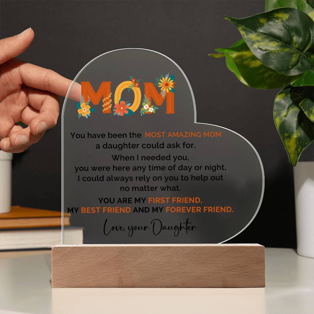 TO MY MOM - HAPPY MOTHER'S DAY - ACRYLIC HEART PLAQUE