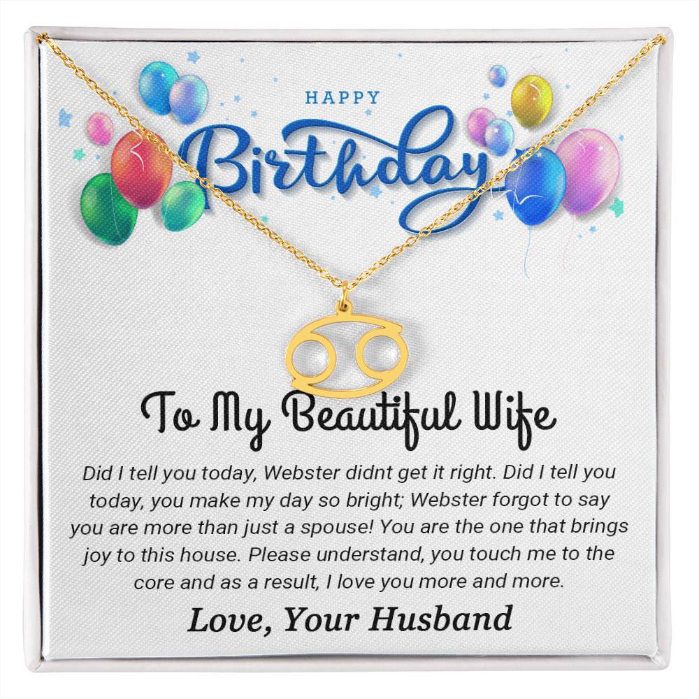 To My Beautiful Wife - Best Birthday Gift For Wife - Zodiac Symbol Necklace