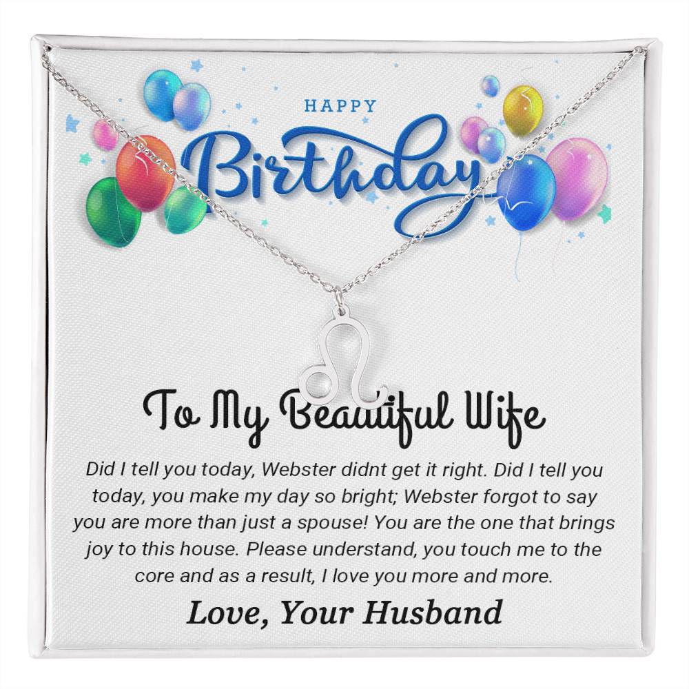 To My Beautiful Wife - Best Birthday Gift For Wife - Zodiac Symbol Necklace