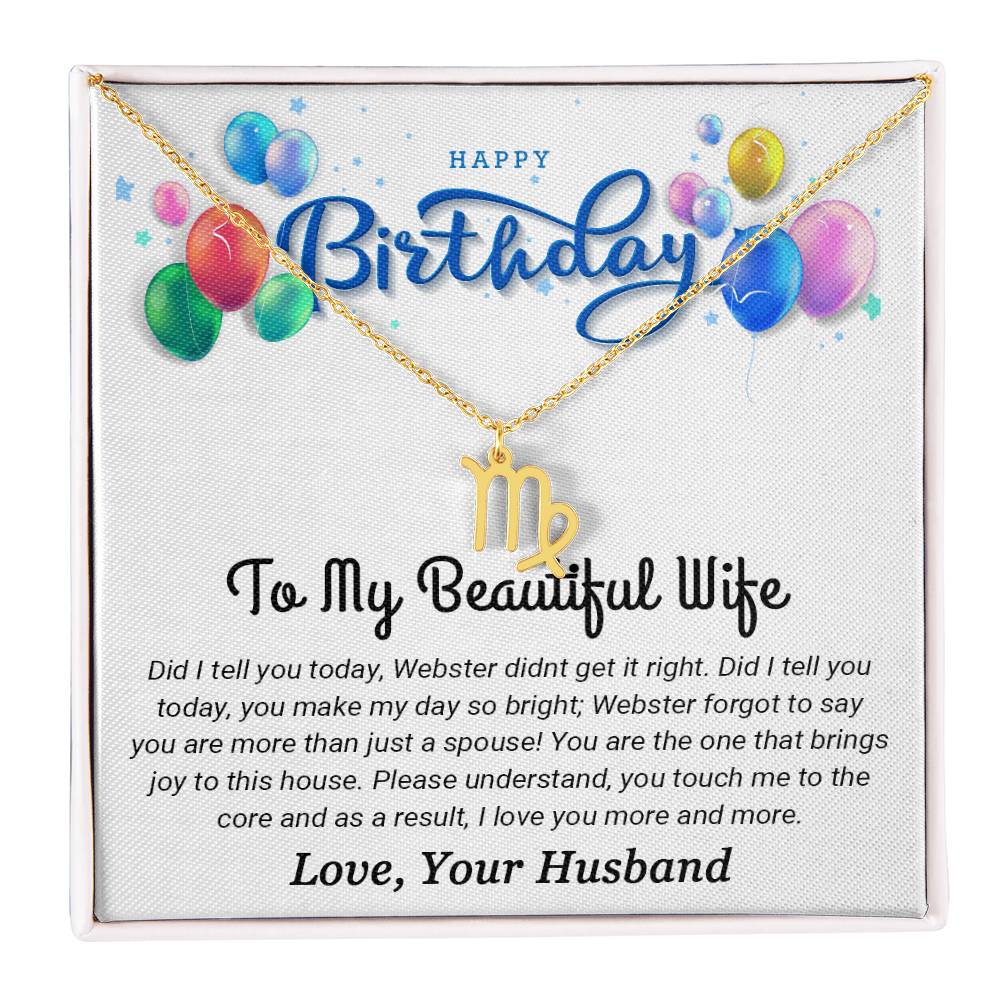 To My Beautiful Wife - Best Birthday Gift For Wife - Zodiac Symbol Necklace