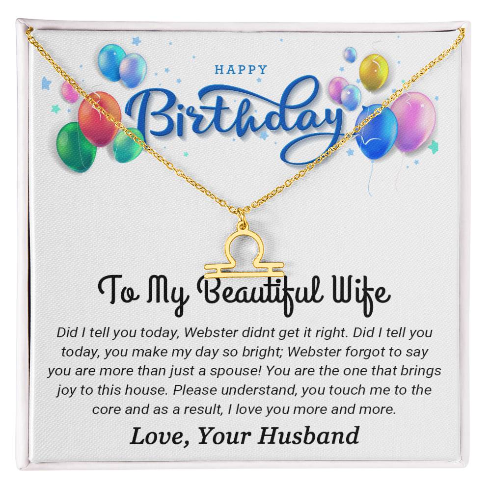 To My Beautiful Wife - Best Birthday Gift For Wife - Zodiac Symbol Necklace