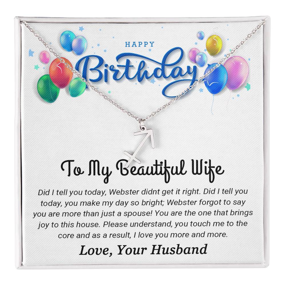 To My Beautiful Wife - Best Birthday Gift For Wife - Zodiac Symbol Necklace