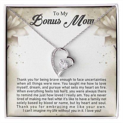 TO MY BONUS MOM - MOTHER'S DAY BEST GIFT FOR BONUS MOM - FOREVER LOVE NECKLACE