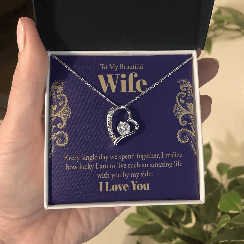 To My Beautiful Wife - Wedding Day Best Gift - Forever Love Necklace