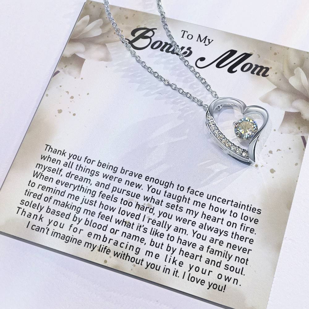 TO MY BONUS MOM - MOTHER'S DAY BEST GIFT FOR BONUS MOM - FOREVER LOVE NECKLACE