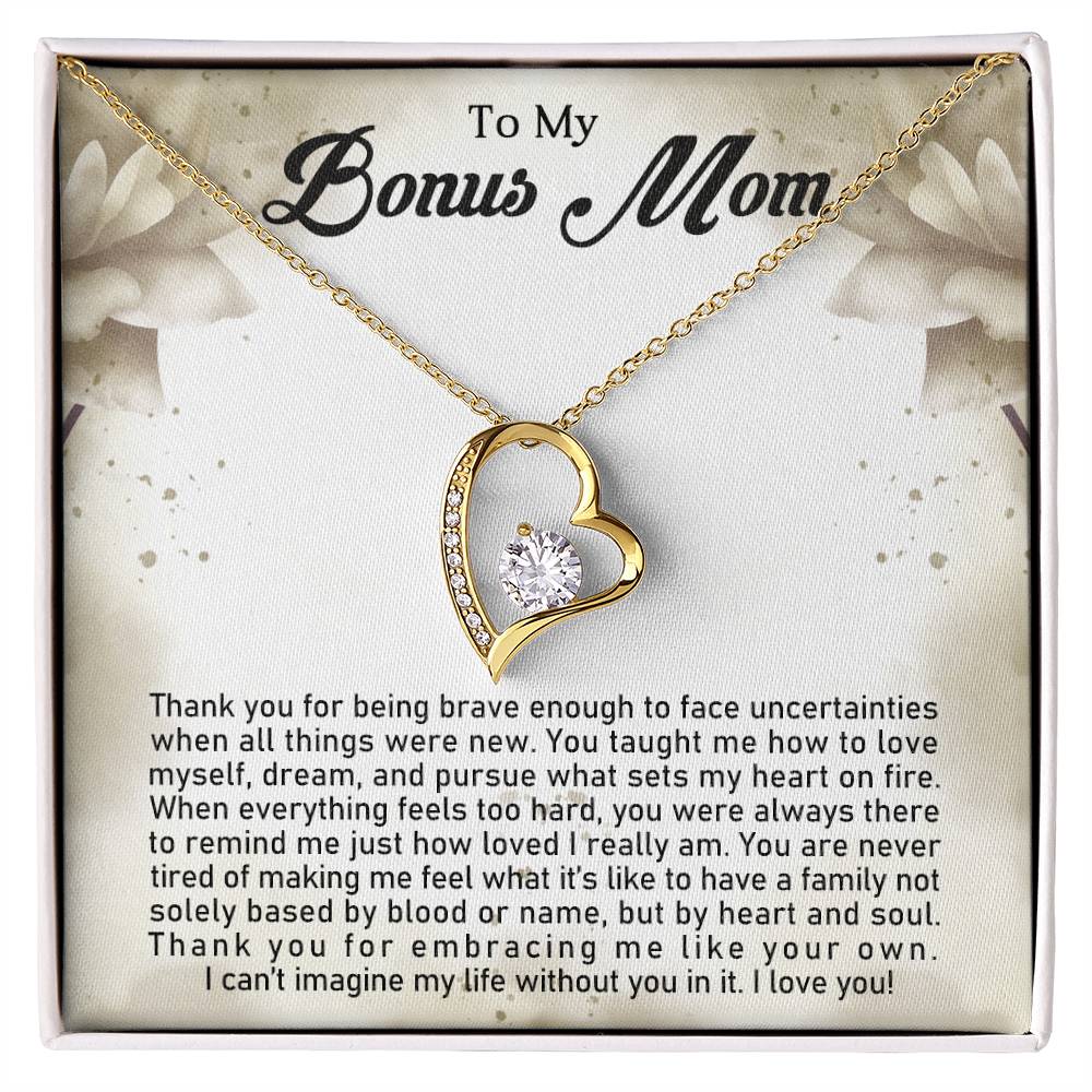 TO MY BONUS MOM - MOTHER'S DAY BEST GIFT FOR BONUS MOM - FOREVER LOVE NECKLACE