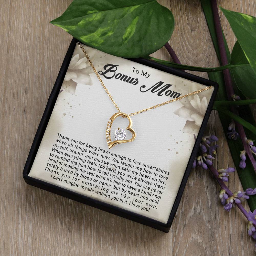 TO MY BONUS MOM - MOTHER'S DAY BEST GIFT FOR BONUS MOM - FOREVER LOVE NECKLACE