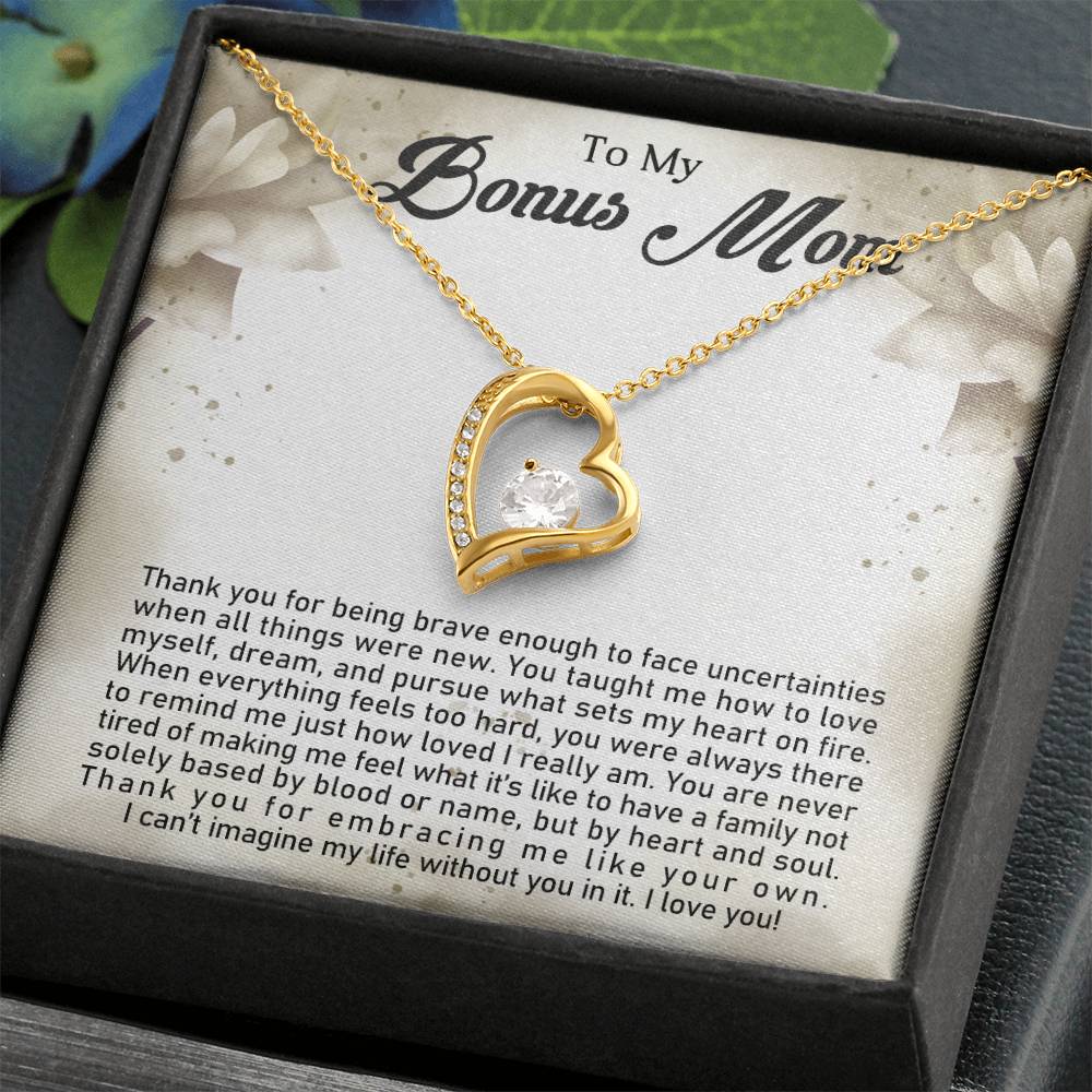 TO MY BONUS MOM - MOTHER'S DAY BEST GIFT FOR BONUS MOM - FOREVER LOVE NECKLACE